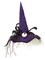 Melrose 22" Purple and Black Witch Halloween Hat with Pumpkins Tabletop Decor